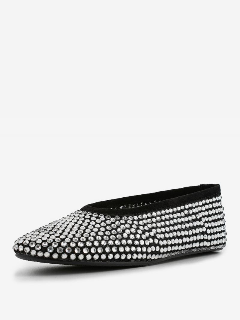 Kvinners Ballett Flats Spiss Toe Rhinestones Slip On Flat Pumps