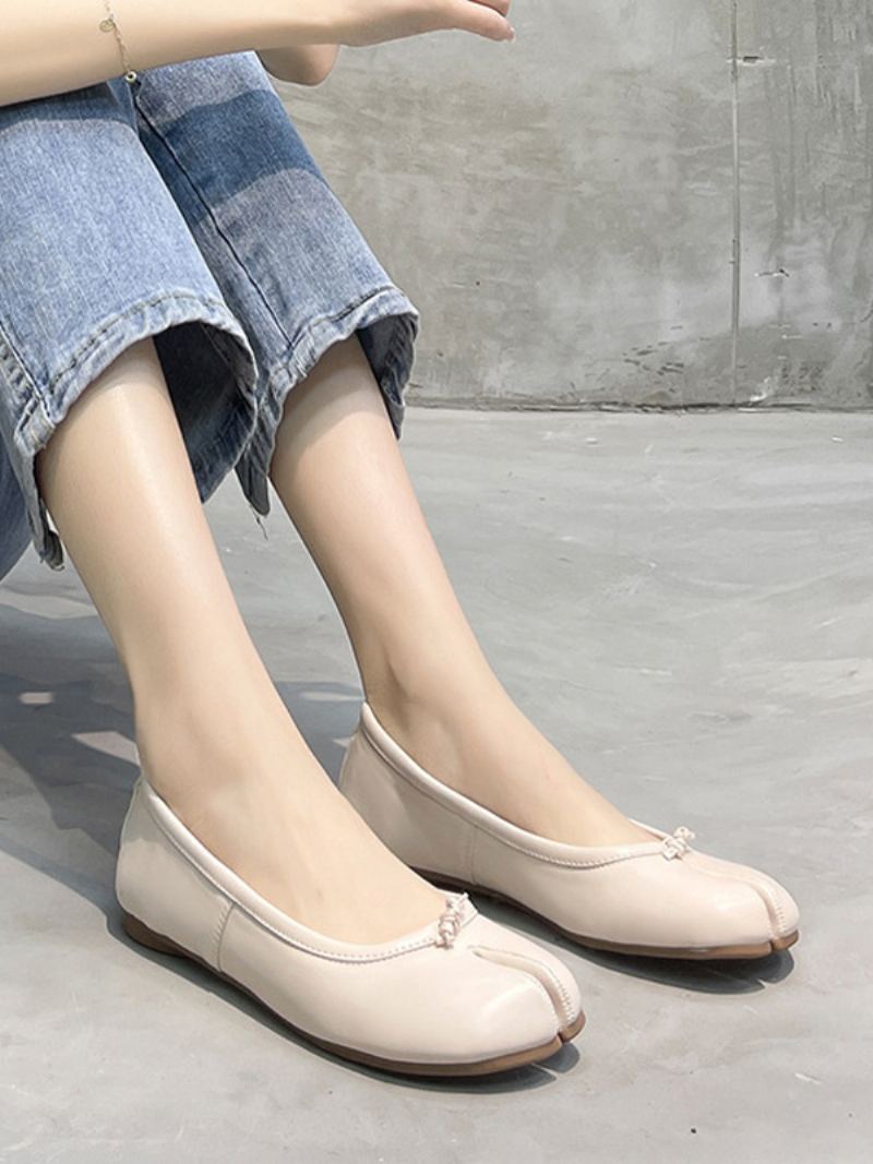 Kvinners Ballett Flats Tinger Detail Split Front Slip-on Sko - Lys Gul