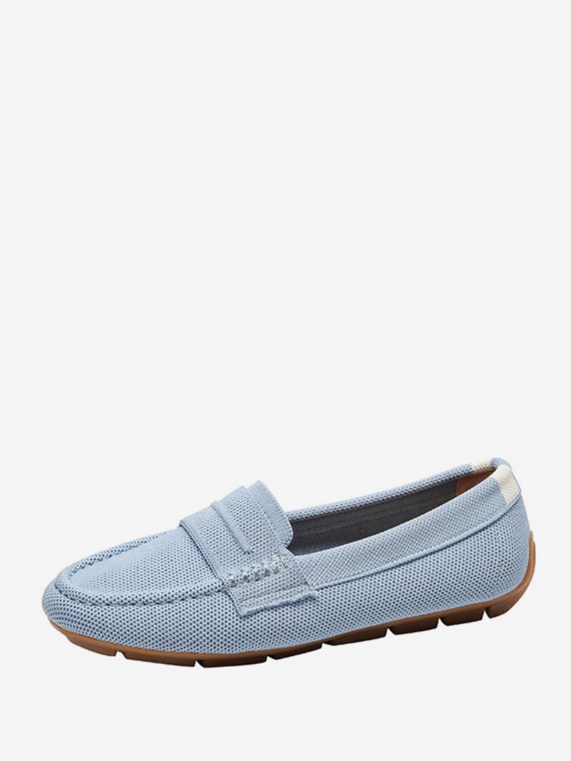 Kvinners Mule Loafers Rund Toe Slip On Flat Pumps - Lys Himmelblå