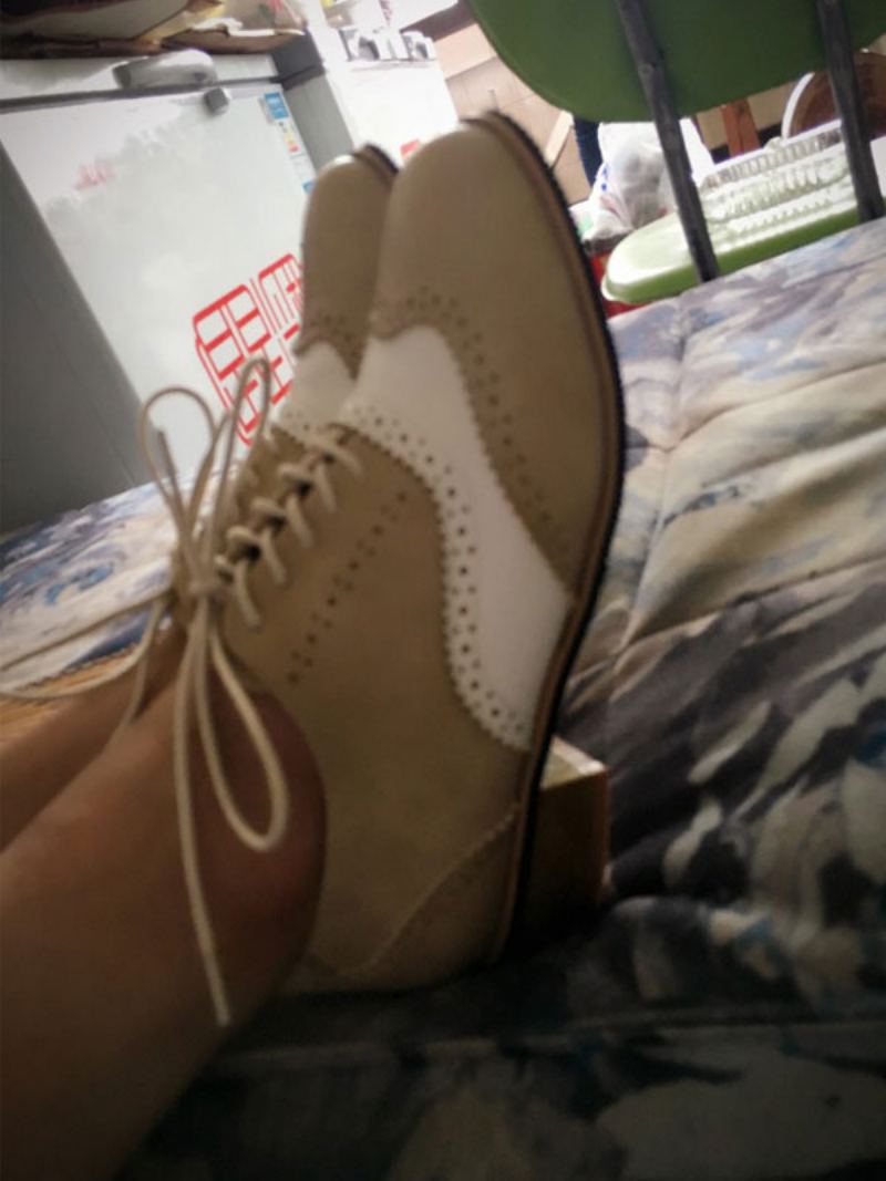 Oxfords Med Hæler For Kvinner - Beige