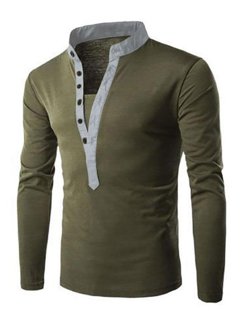 Herre T-skjorter Elegant Juvelhals Med Lange Ermer - Hunter Green