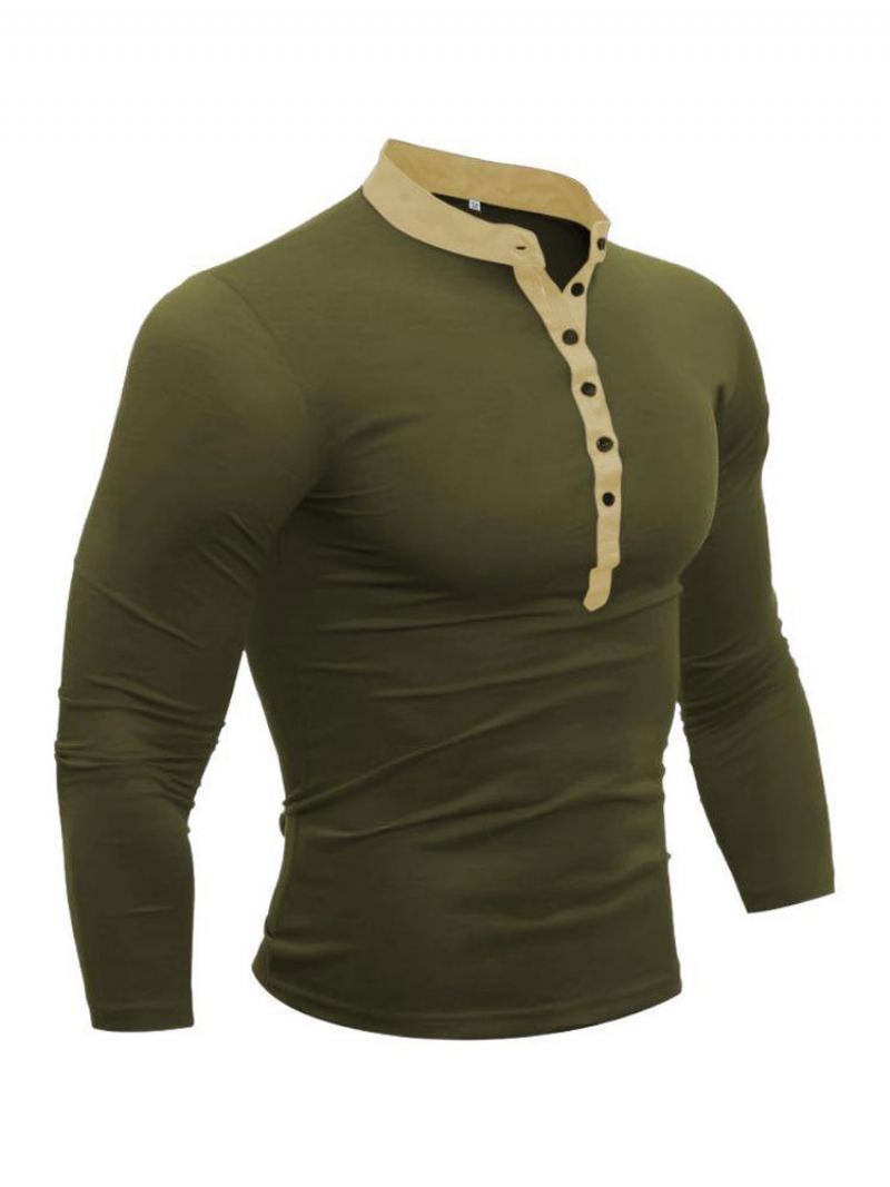 Herre T-skjorter Elegant Juvelhals Med Lange Ermer - Hunter Green