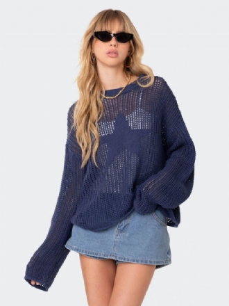 Dame Hollow Genser Star Rund Neck Ribbed Day Pullover