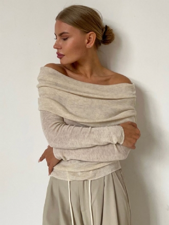 Off Shoulder Pullover Langermet Høst Vinter Genser For Dame