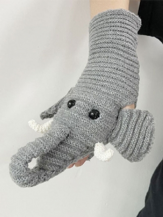 Damehansker Animal Print Elephant Home Wear Winter Warm Cute Acc