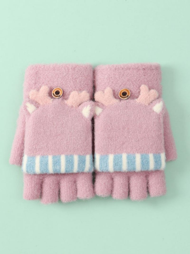 Damehansker Julemønster Fingerløs Feriegave Hjem Wear Winter Warm Cute Acc - Lavendel