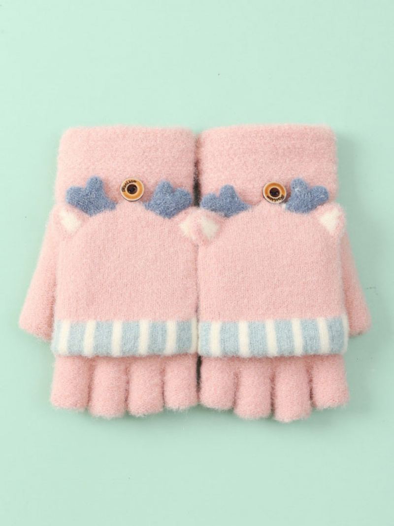 Damehansker Julemønster Fingerløs Feriegave Hjem Wear Winter Warm Cute Acc - Rosa