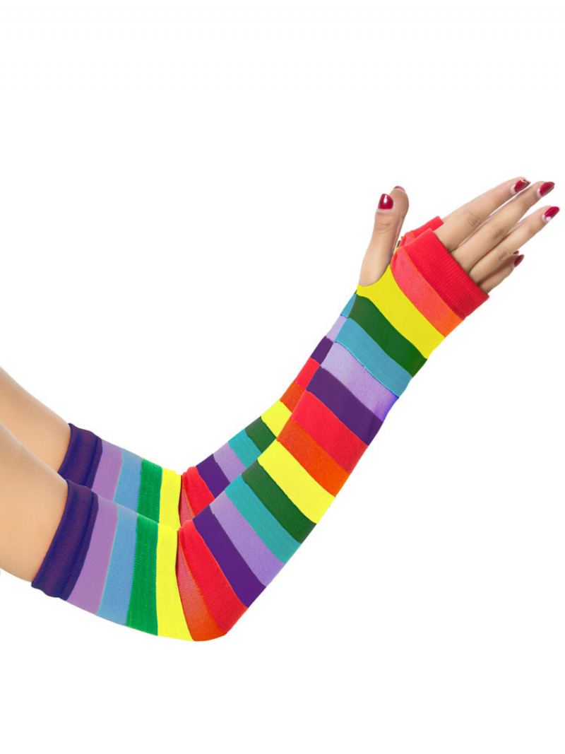 Damehansker Rainbow Stripes Pattern Bomull Halloween Lange Hansker