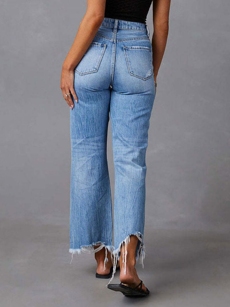 Damejeans Sjarmerende Distressed Blusset Polyester - Blå