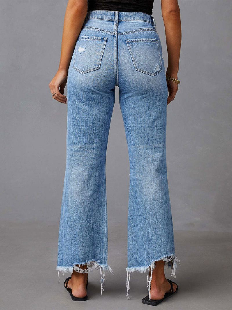 Damejeans Sjarmerende Distressed Blusset Polyester - Blå