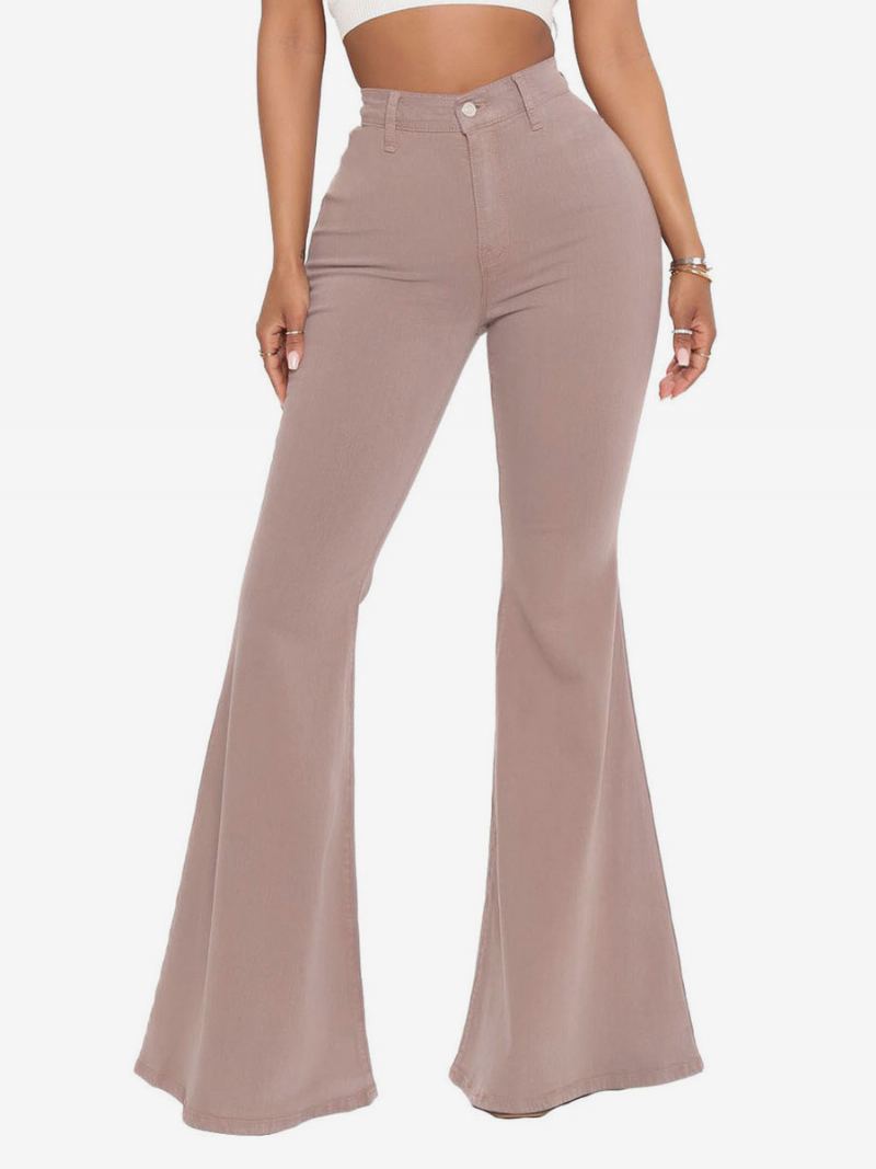 Flare Jeans For Kvinner Raw Edge High Rise Bell Bottoms 2024 - Kamel