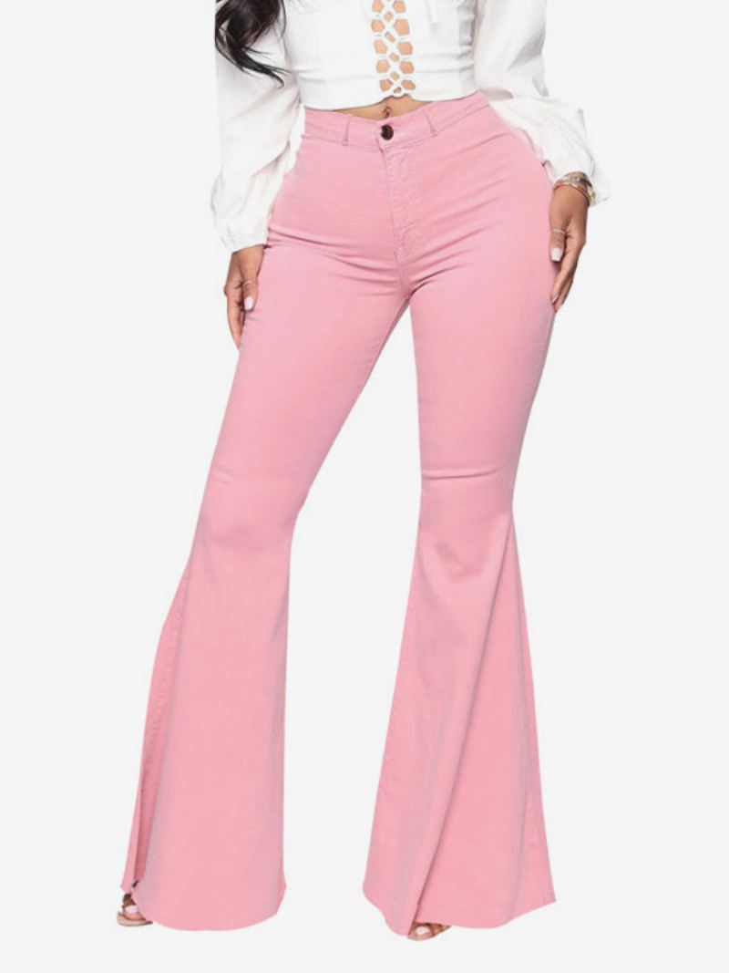 Flare Jeans For Kvinner Raw Edge High Rise Bell Bottoms 2024 - Rosa