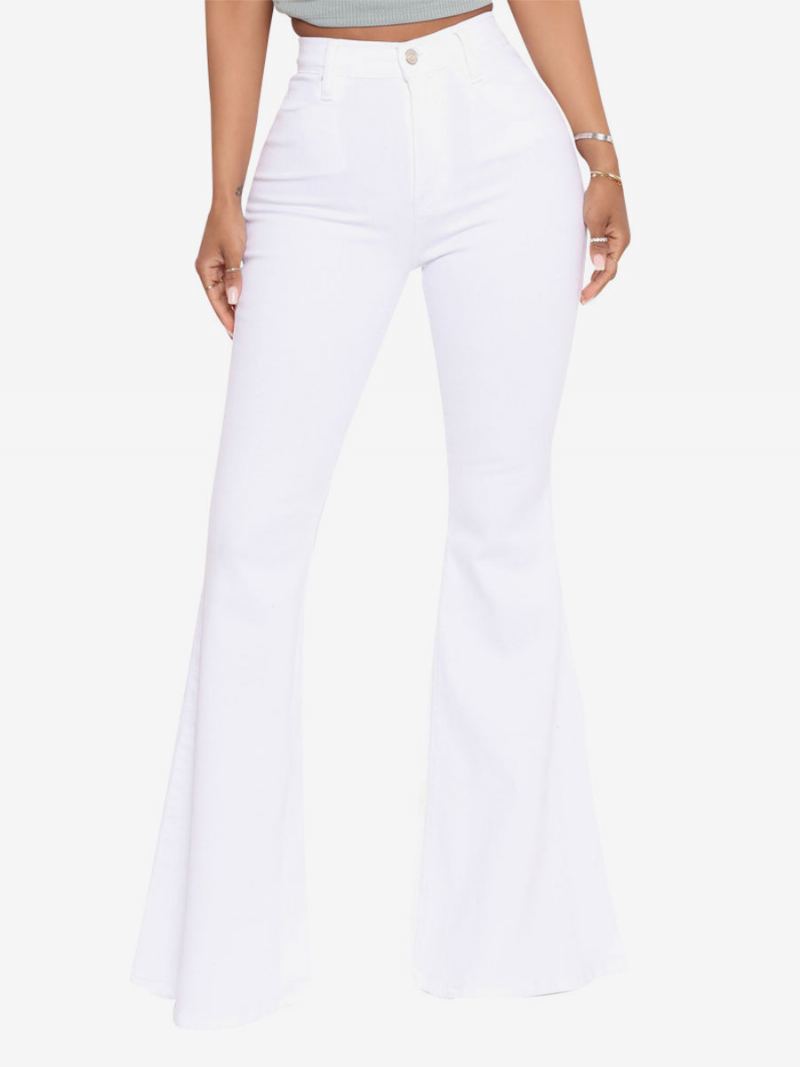 Flare Jeans For Kvinner Raw Edge High Rise Bell Bottoms 2024 - Hvit