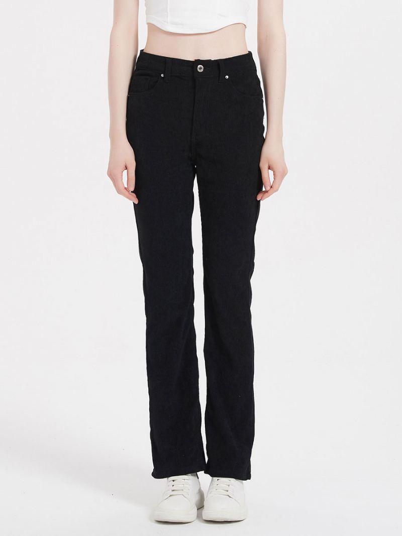 Jeans For Dame Mote Svart Straight Denim Bottoms - Svart