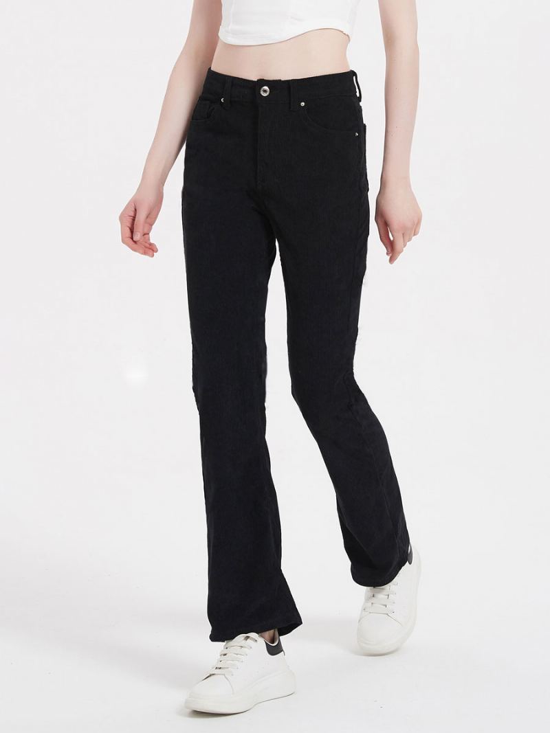 Jeans For Dame Mote Svart Straight Denim Bottoms - Svart