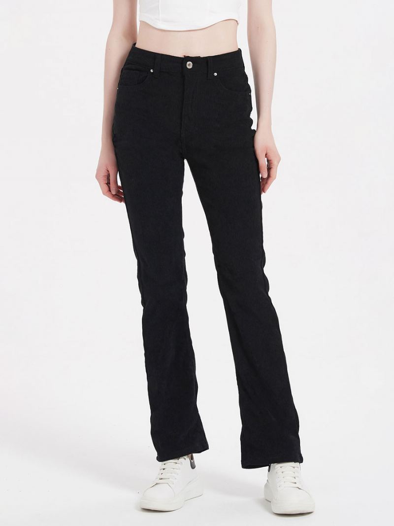 Jeans For Dame Mote Svart Straight Denim Bottoms - Svart