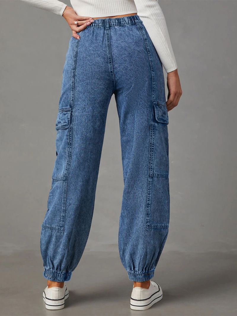 Jeans For Kvinner Chic Hevet Midje - Blå