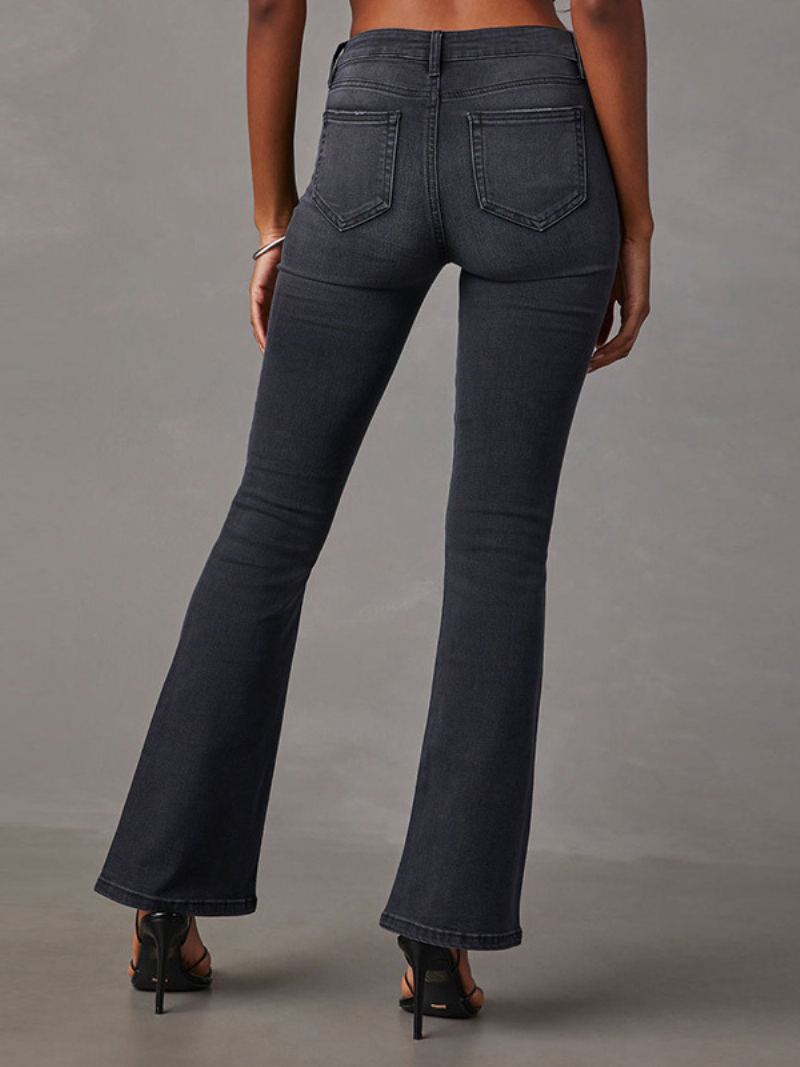 Jeans For Kvinner Mote Blusset Polyester - Svart