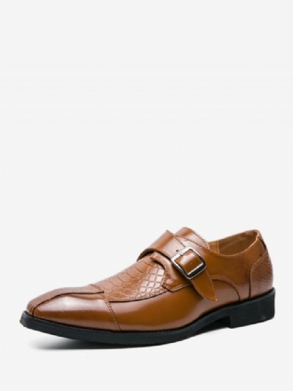 Dress Sko For Menn Square Toe Lace Up Pu Leather Monk Strap