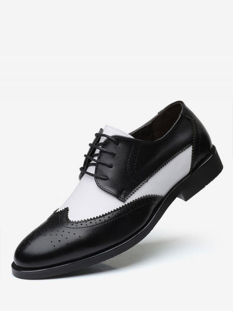 Herre Two Tone Wingtip Derbys Brudekjole Derby Formelle Sko I Svart - Sort