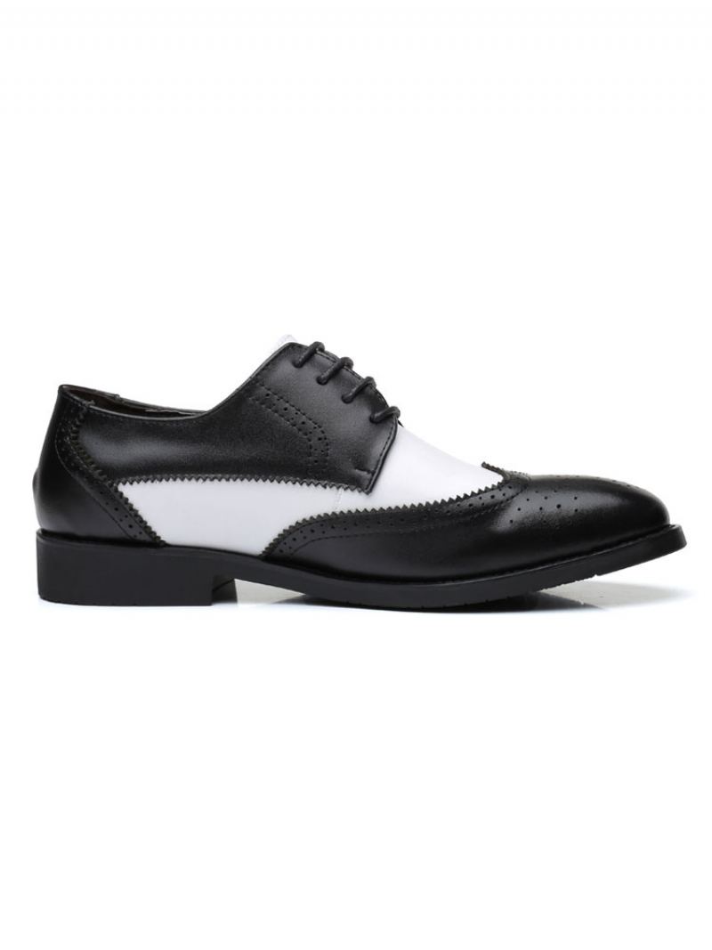 Herre Two Tone Wingtip Derbys Brudekjole Derby Formelle Sko I Svart - Sort