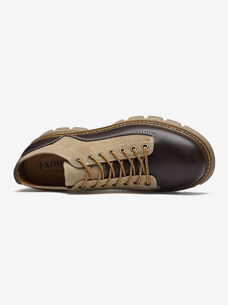 Kjole Sko For Menn Moderne Rund Toe Lace Up Pu Lær - Dyp Brun