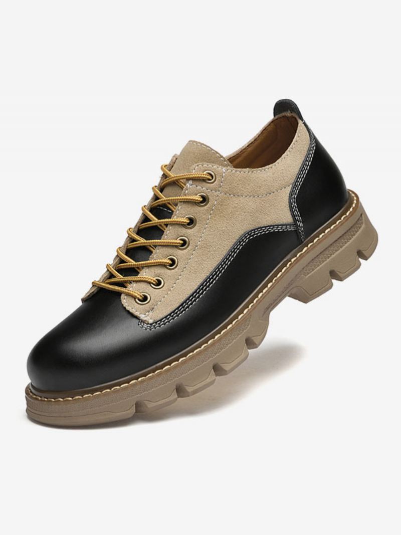 Kjole Sko For Menn Moderne Rund Toe Lace Up Pu Lær - Sort