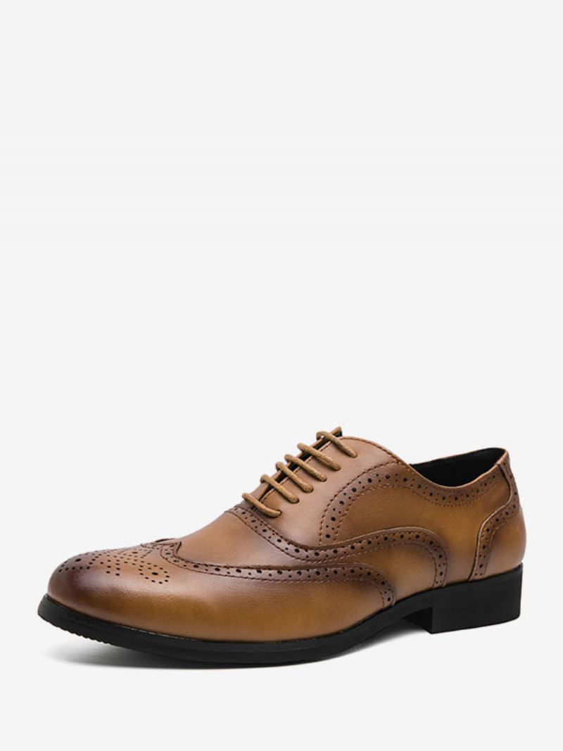 Kjole Sko For Menn Rund Toe Lace Up Oxford Groom