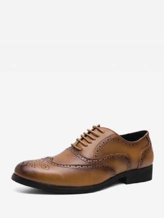 Kjole Sko For Menn Rund Toe Lace Up Oxford Groom