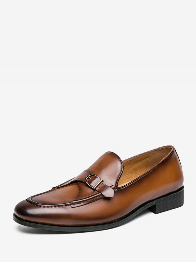 Kjole Sko For Menn Stilig Rund Toe Monk Strap Slip-on Pu Leather