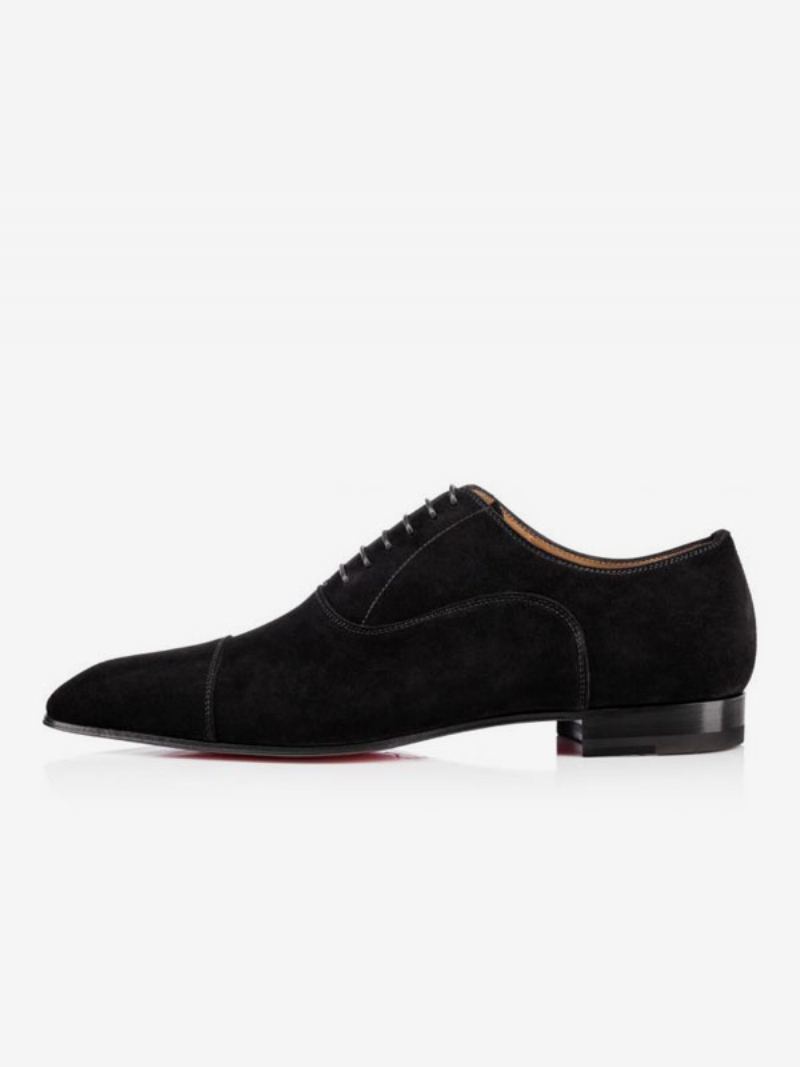 Kjolesko For Menn Black Square Toe Slip-on Semsket Skinn Oxford Prom Bryllupssko - Svart