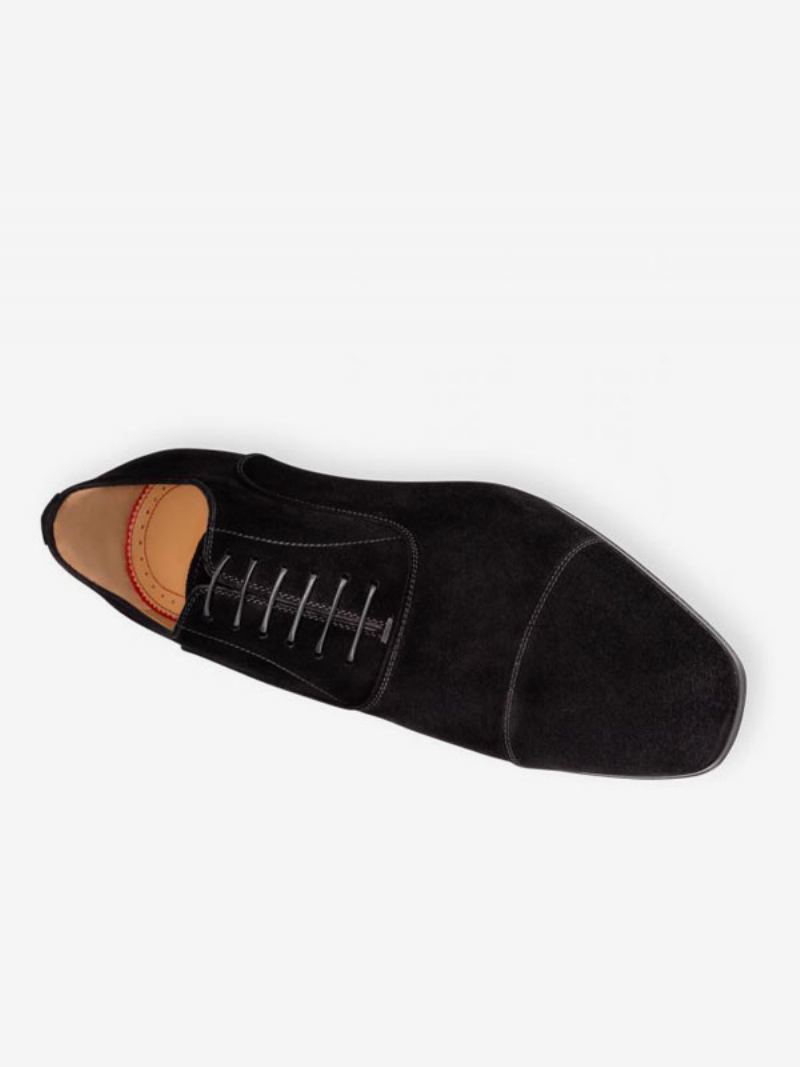 Kjolesko For Menn Black Square Toe Slip-on Semsket Skinn Oxford Prom Bryllupssko - Svart