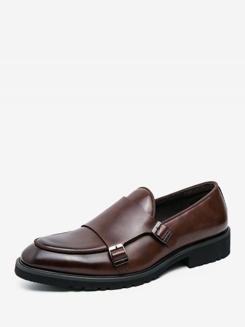 Kjolesko For Menn Moderne Rund Toe Monk Strap Slip On Sko