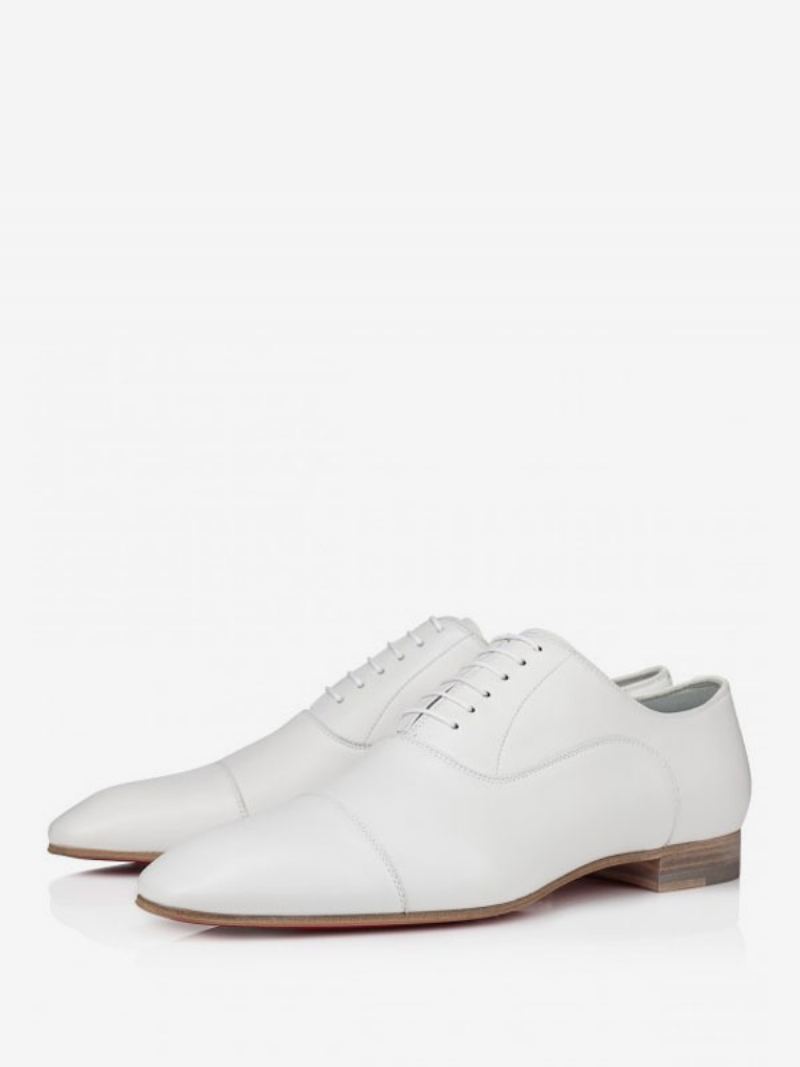 Kjolesko For Menn White Square Toe Oxford Bryllupsballsko