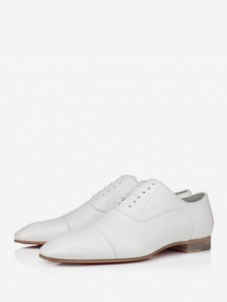 Kjolesko For Menn White Square Toe Oxford Bryllupsballsko