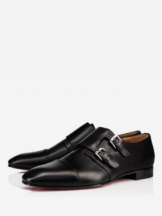 Menns Cap Toe Monk Strap Dress Loafers I Svarte Prom Party Bryllupssko