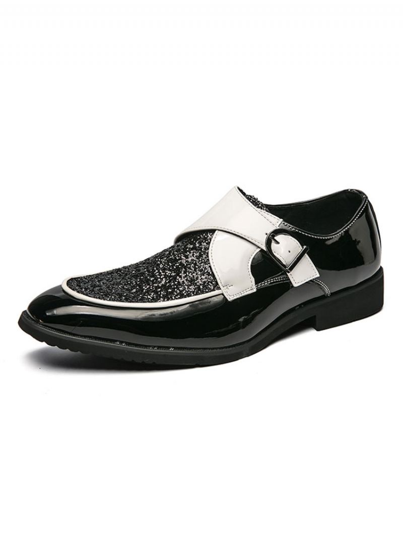 Menns Oxfords Monk Strap Sko For Moderne Rund Tå Slip-on Pu Skinnsko - Sort