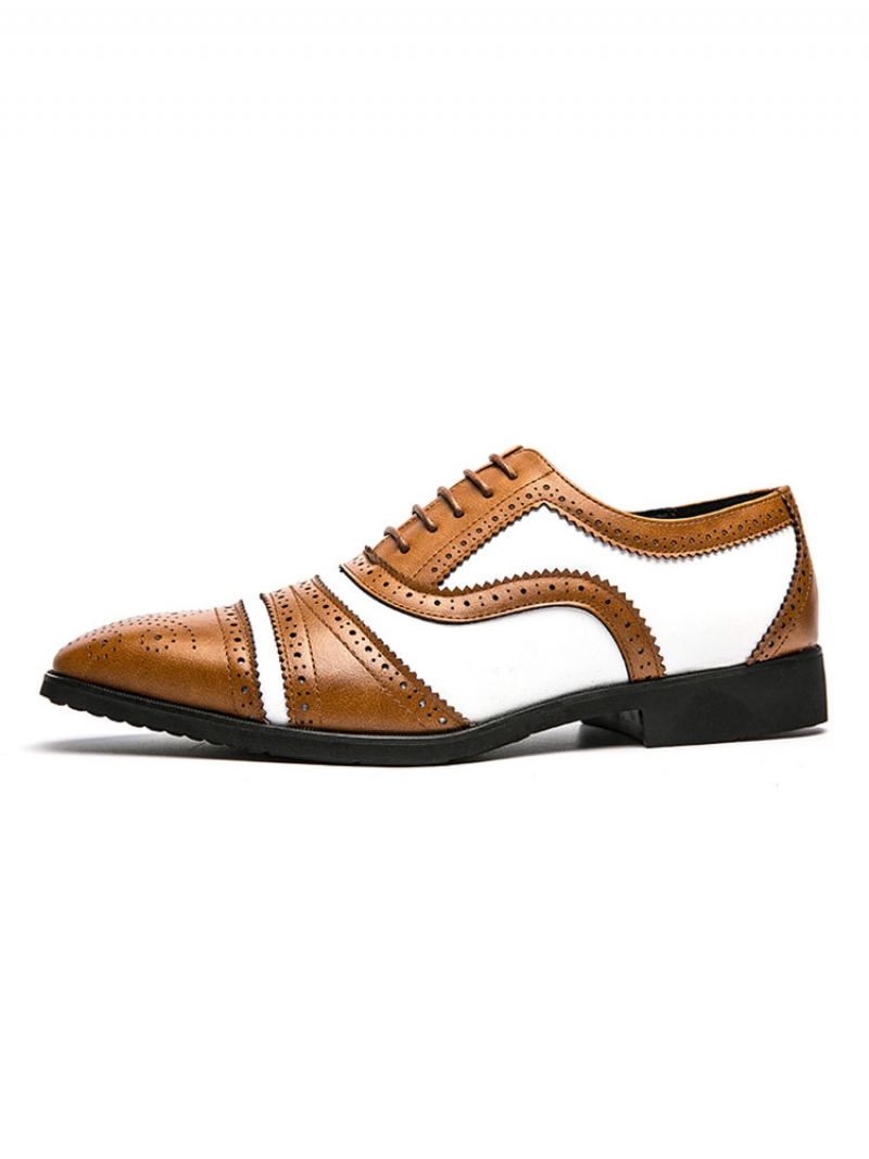 Menns Tofarget Brun Brogue Oxfords Brudekjole Prom Sko - Kaffe Brun