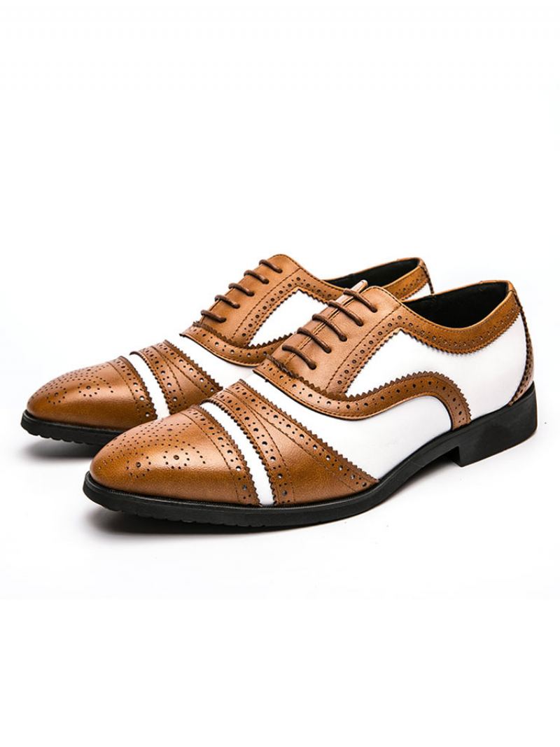 Menns Tofarget Brun Brogue Oxfords Brudekjole Prom Sko - Kaffe Brun