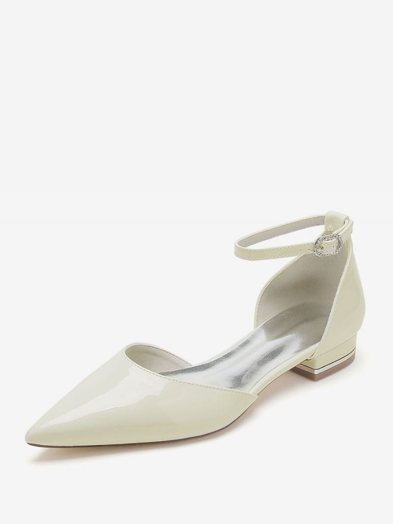 Brudesko For Kvinner Bridal Flats Patent Pu Øvre Spiss Tå - Beige