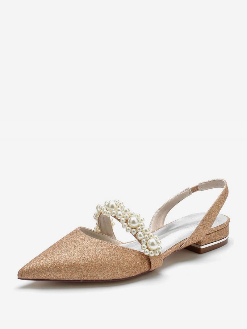 Brudesko For Kvinner Perler Slingback Flats - Champagne