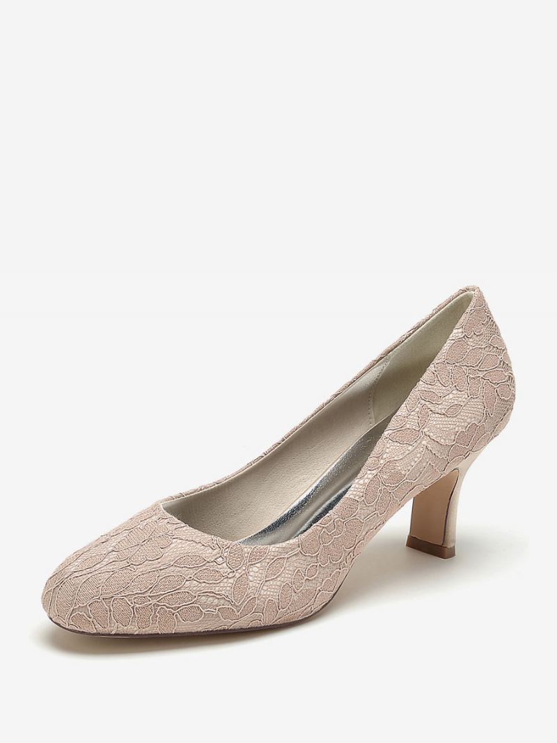 Bryllupssko For Kvinner Brude Pumps Blonder Rund Toe Brodert - Champagne