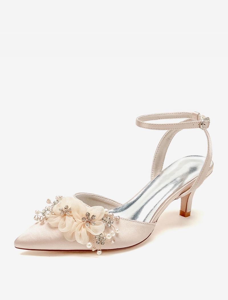 Bryllupssko For Kvinner Brude Pumps Satin Spiss Tå - Champagne