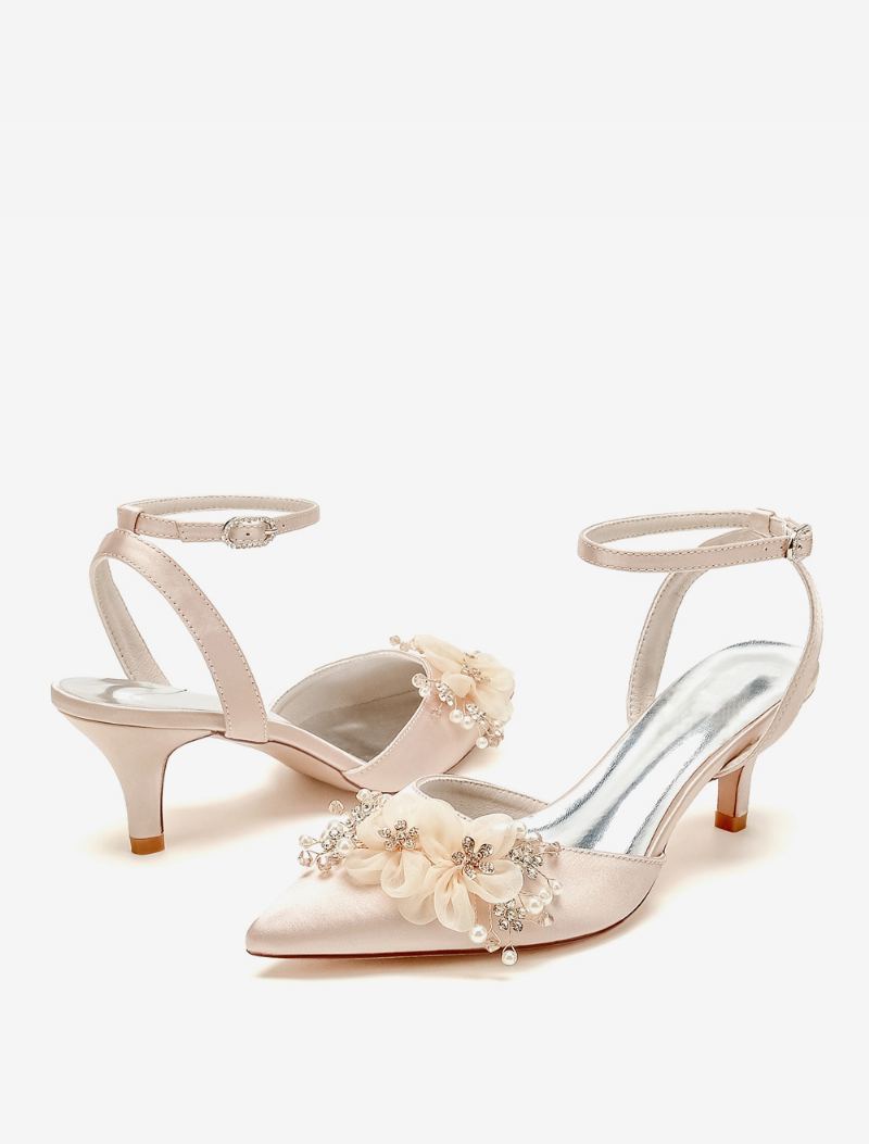 Bryllupssko For Kvinner Brude Pumps Satin Spiss Tå - Champagne