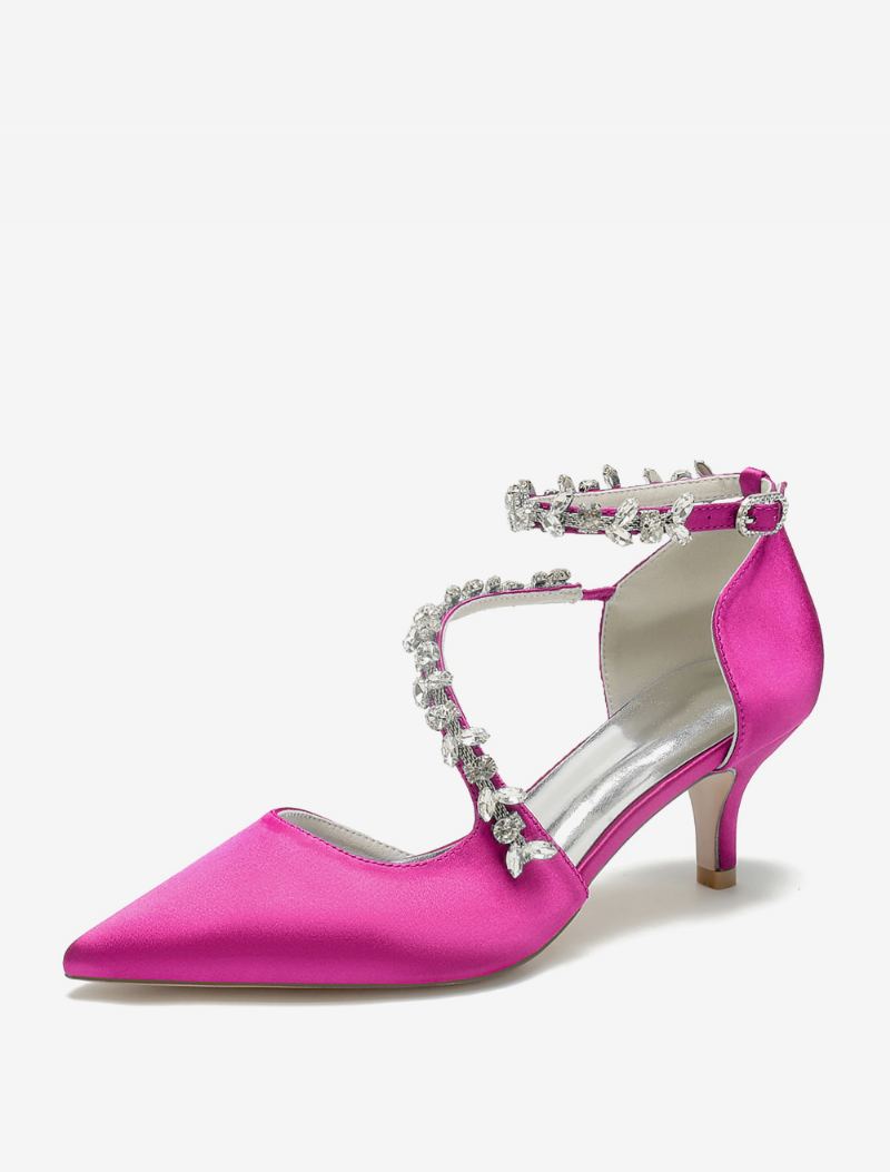 Bryllupssko For Kvinner Brude Pumps Satin Spiss Tå - Rose