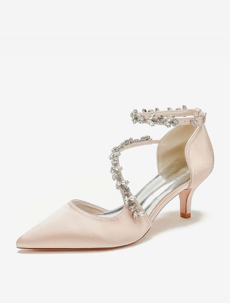 Bryllupssko For Kvinner Brude Pumps Satin Spiss Tå - Champagne