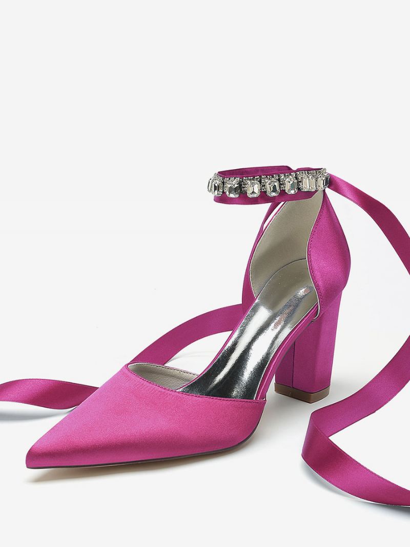 Bryllupssko For Kvinner Brude Pumps Satin Spiss Tå - Rose