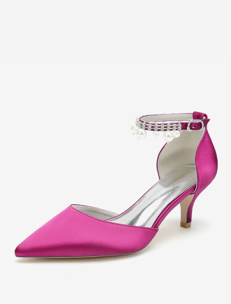 Bryllupssko For Kvinner Brude Pumps Satin Spiss Tå - Rose