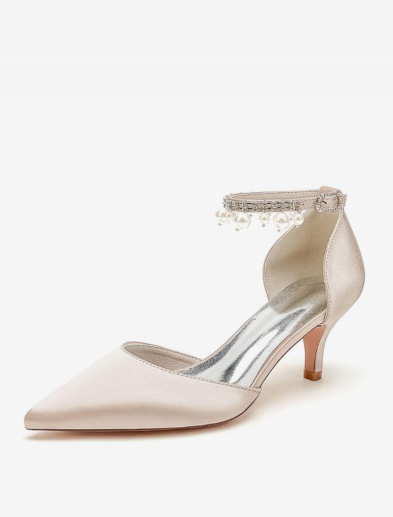 Bryllupssko For Kvinner Brude Pumps Satin Spiss Tå - Champagne