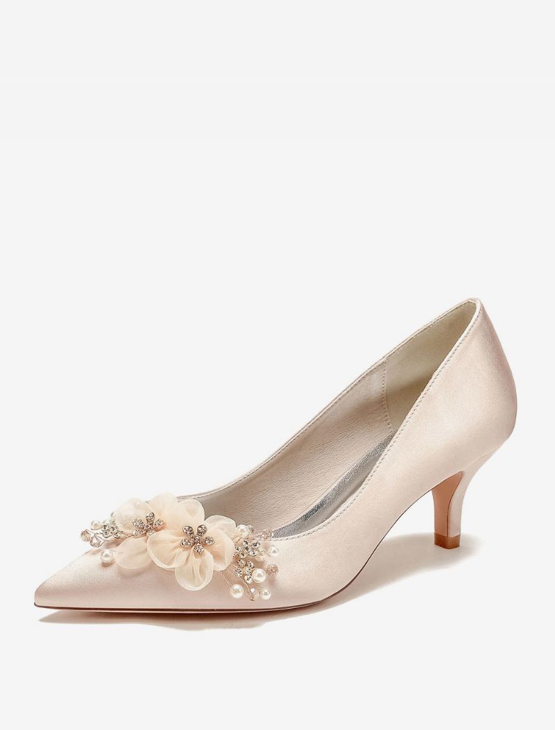 Bryllupssko For Kvinner Brude Pumps Satin Spiss Tå - Champagne